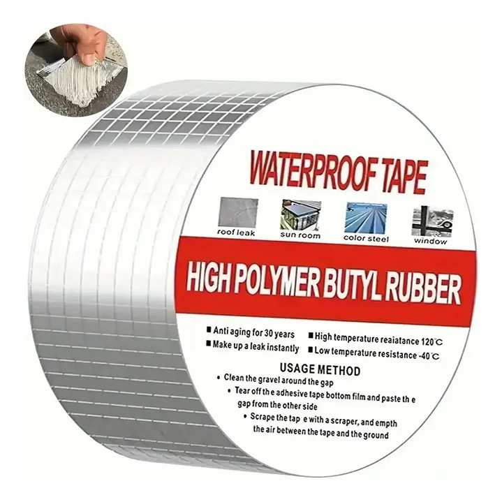 Cinta Tapagoteras de Butilo Impermeable con Aluminio 10cm x 10mt 1
