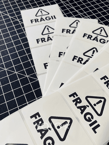 100 Stickers Impresion Térmica 6x4 cm Frágil