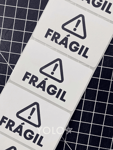 100 Stickers Impresion Térmica 6x4 cm Frágil