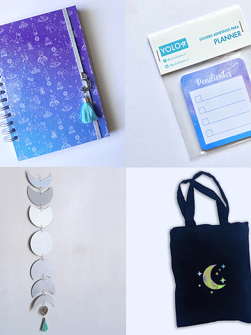 Set Regalo Cuaderno A5 Boho Místico 80 hojas cuadriculadas