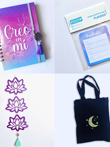 Set Regalo Cuaderno A5 Creo en Mí 80 hojas cuadriculadas