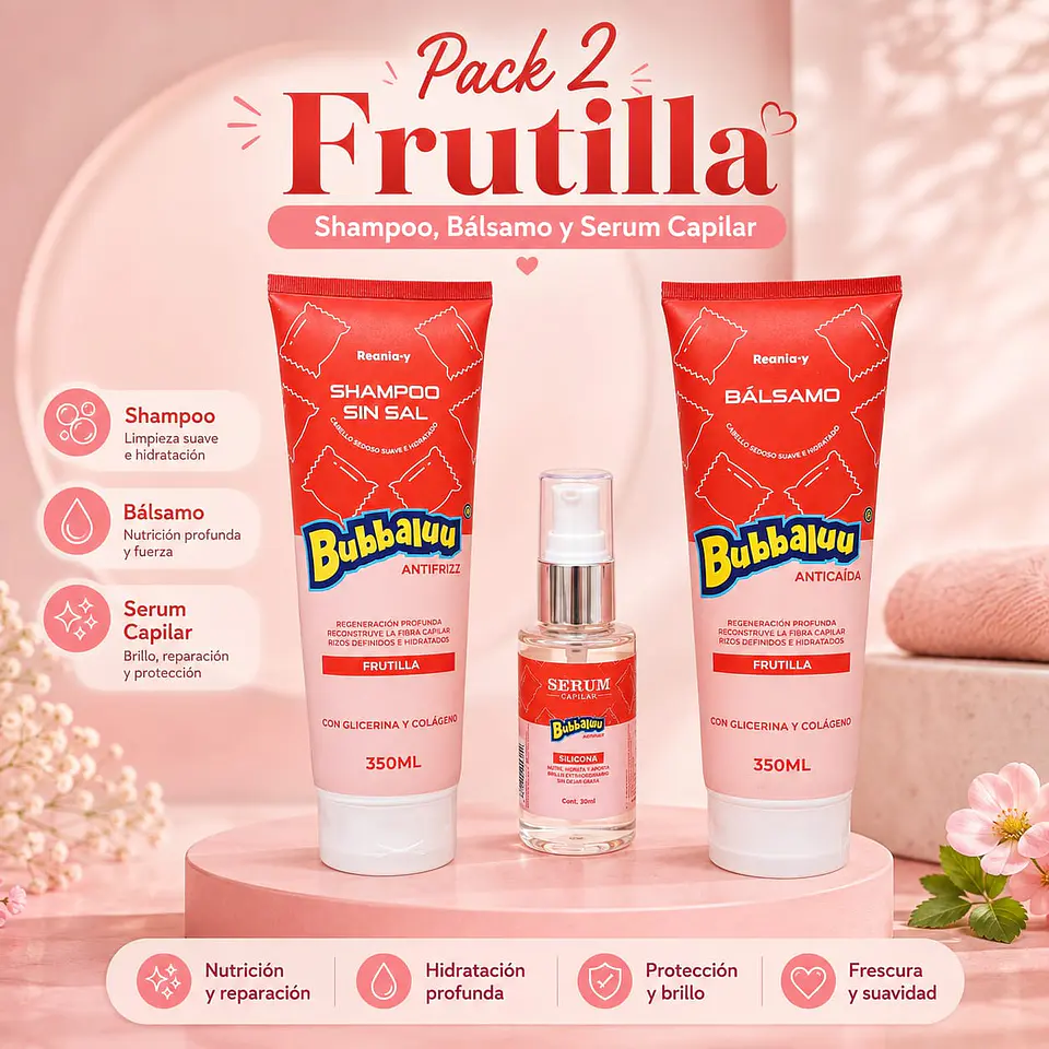Pack Oferta Productos Bubbaluu Frutilla 2