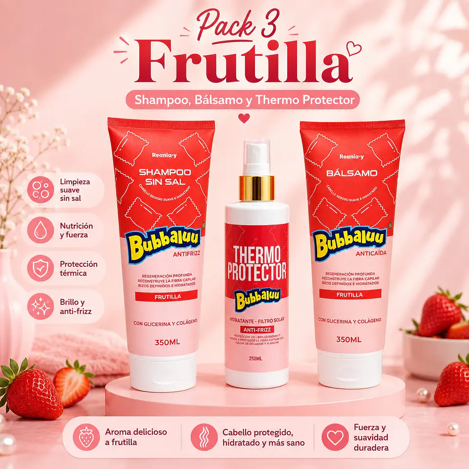 Pack Oferta Productos Bubbaluu Frutilla 3