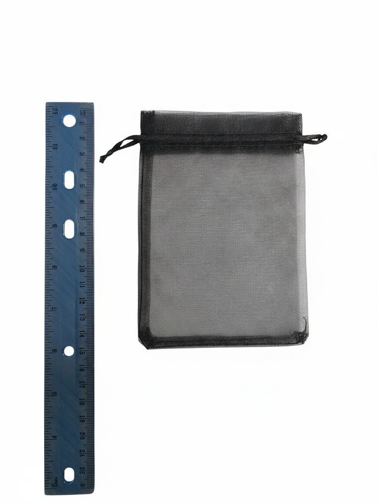 SET 24 BOLSA DE EMPAQUE DE NYLON NEGRA CIERRE CORDON 10X15 4