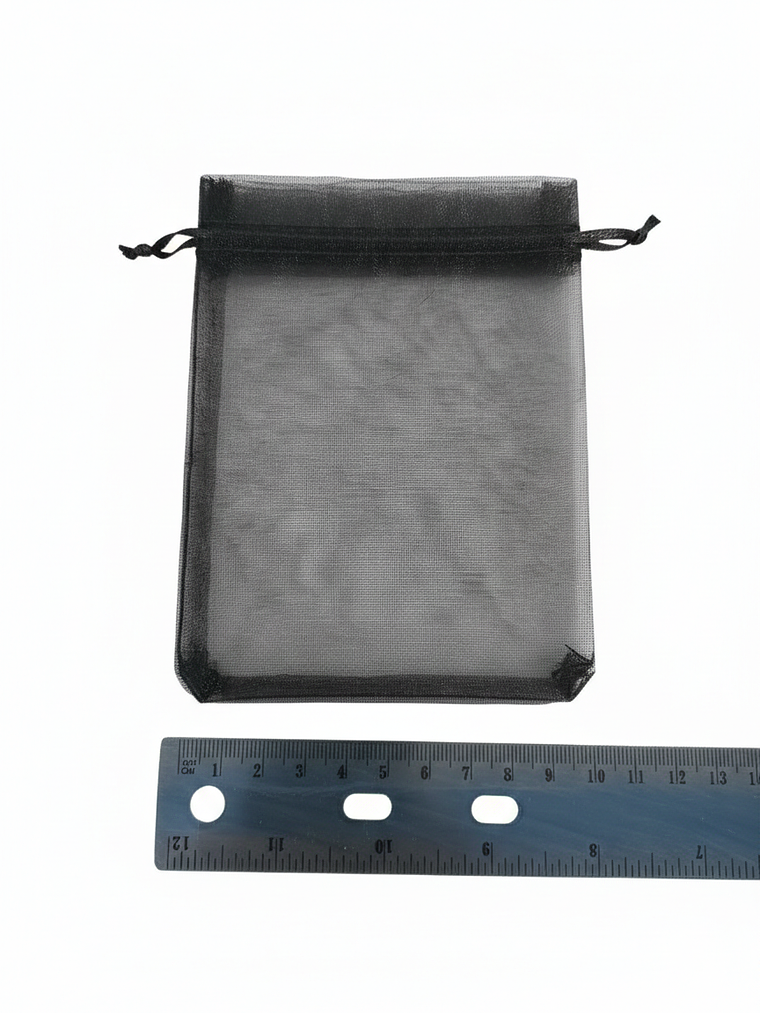 SET 24 BOLSA DE EMPAQUE DE NYLON NEGRA CIERRE CORDON 10X15 5