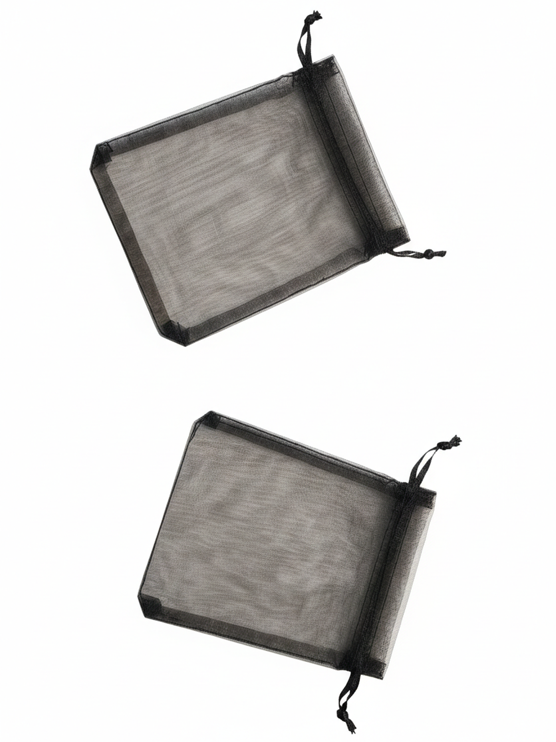 SET 24 BOLSA DE EMPAQUE DE NYLON NEGRA CIERRE CORDON 10X15 2