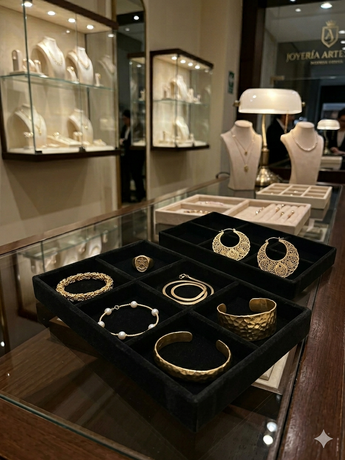 BANDEJAS EN TERCIOPELO DE 21X12 CM PARTICIONADA 2