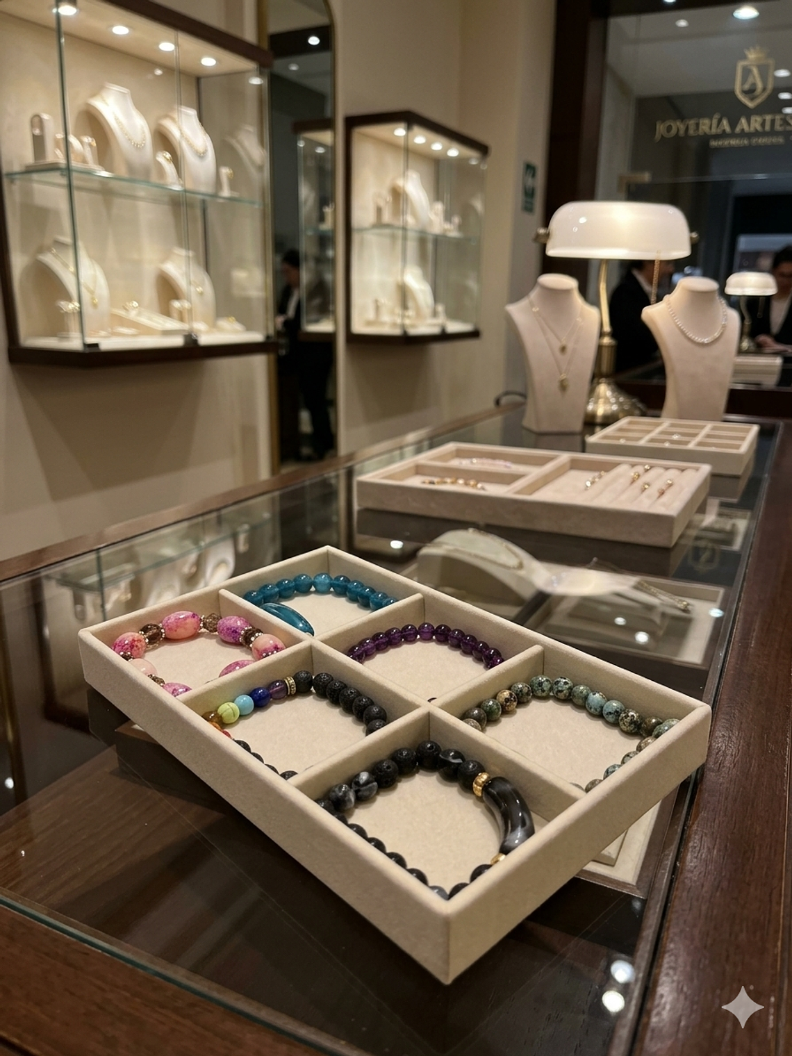 BANDEJAS EN TERCIOPELO DE 21X12 CM PARTICIONADA 1