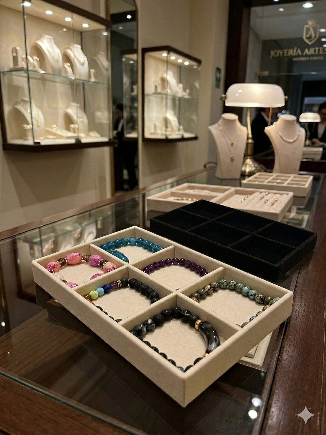 BANDEJAS EN TERCIOPELO DE 21X12 CM PARTICIONADA 3