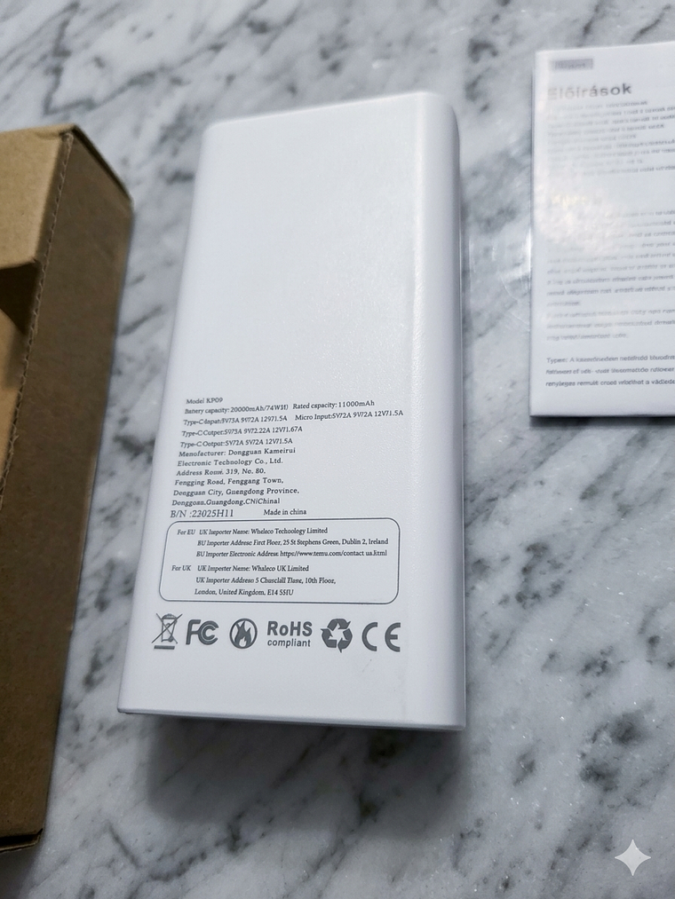 BATERIA PORTATIL 20.000 MAH NEGRA / BLANCA 6