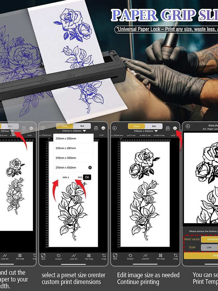 IMPRESORA DE TATUAJES TATOO STENCIL PRINTER TERMICO M8 10
