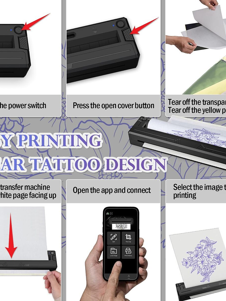 IMPRESORA DE TATUAJES TATOO STENCIL PRINTER TERMICO M8 11