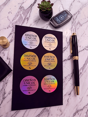 STICKER HOLOGRAFICO TERMICO REDONDO 5 CM X 120 UNIDADES 