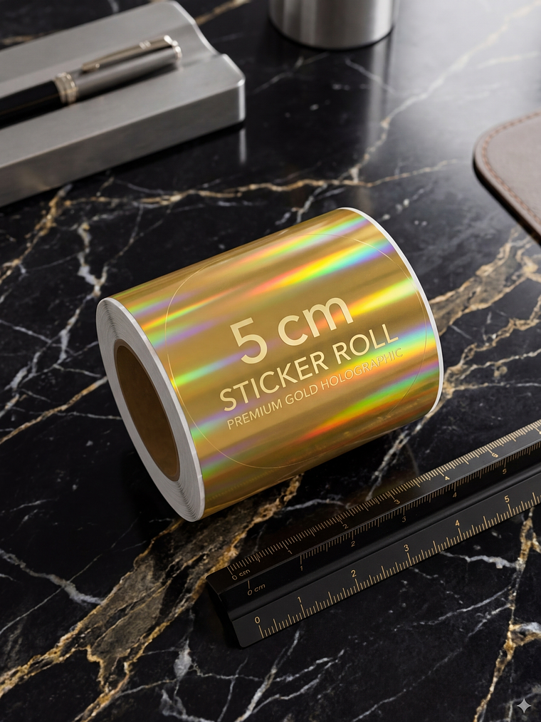 STICKER HOLOGRAFICO TERMICO REDONDO 5 CM X 120 UNIDADES  3