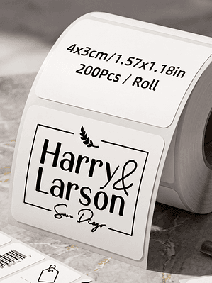 STICKER TERMICO BLANCO 40X30 MM ROLLO X 200 UNIDADES