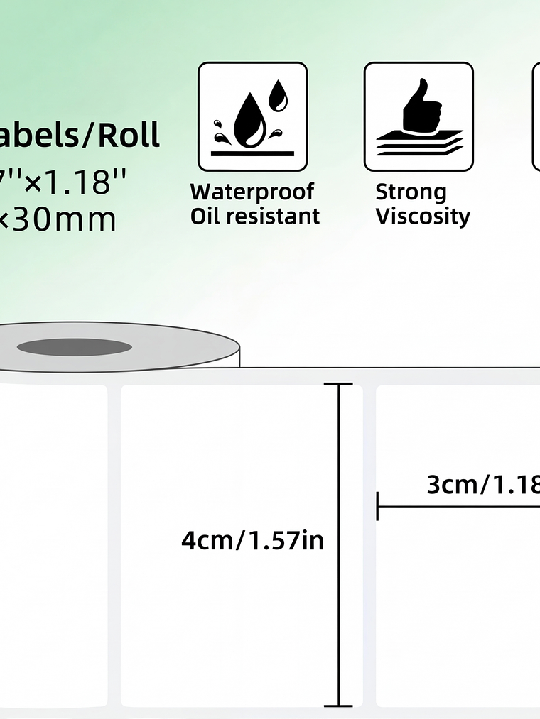 STICKER TERMICO BLANCO 40X30 MM ROLLO X 200 UNIDADES 2