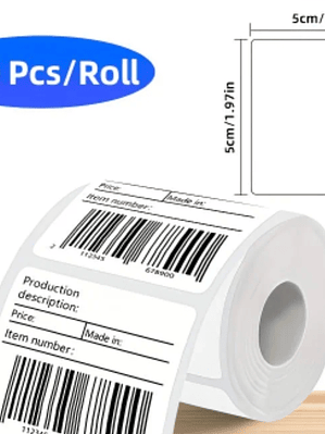 STICKER TERMICO BLANCO 50X50 MM ROLLO X 250 UNIDADES