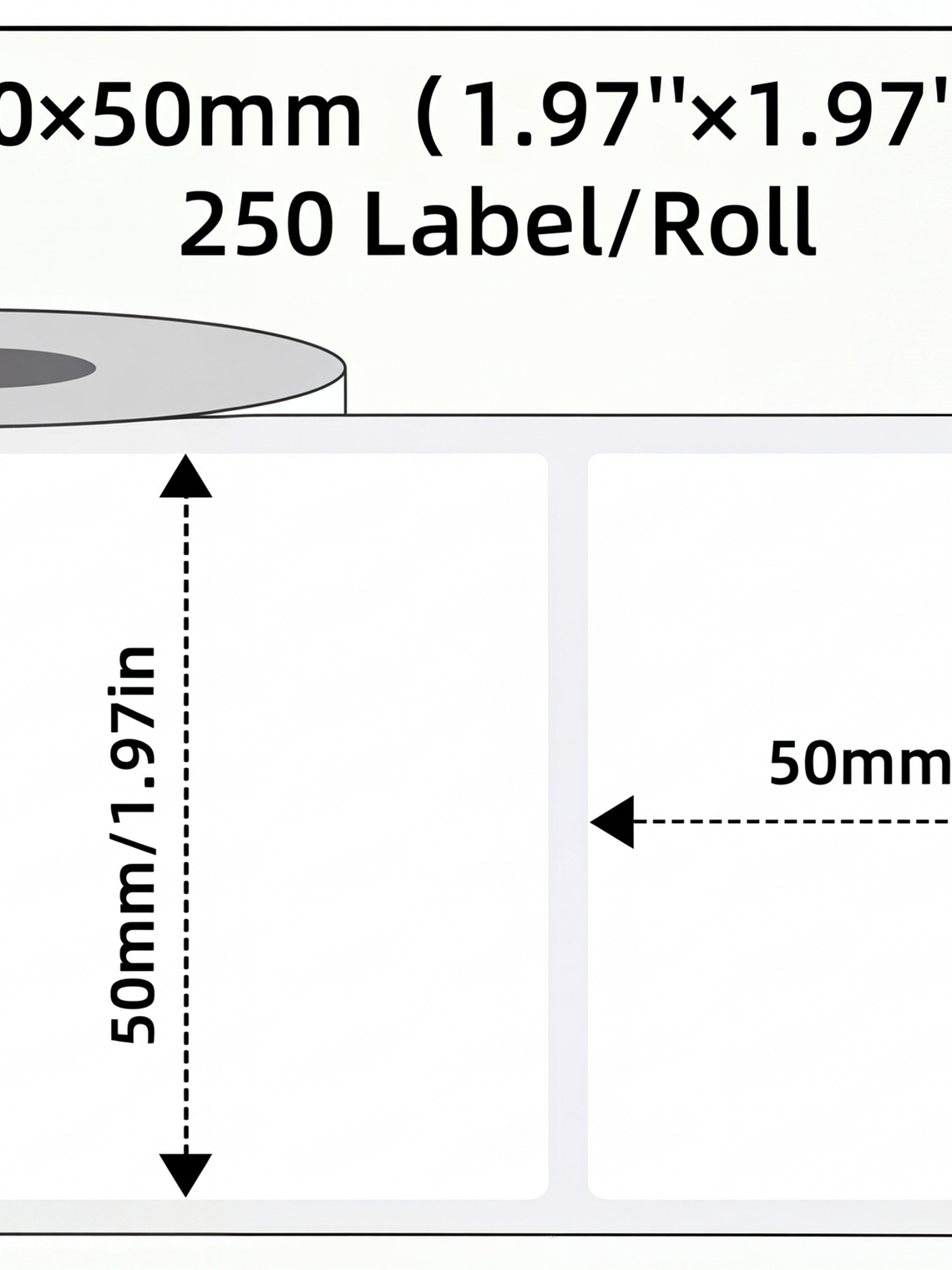 STICKER TERMICO BLANCO 50X50 MM ROLLO X 250 UNIDADES 2