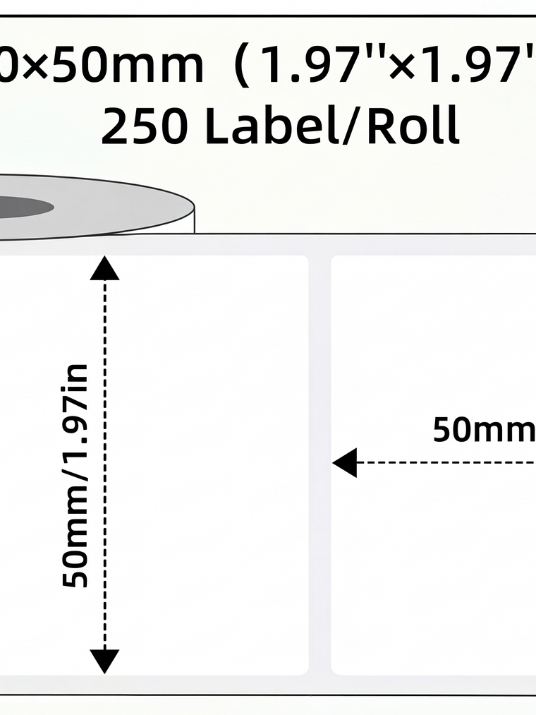 STICKER TERMICO BLANCO 50X50 MM ROLLO X 250 UNIDADES 2