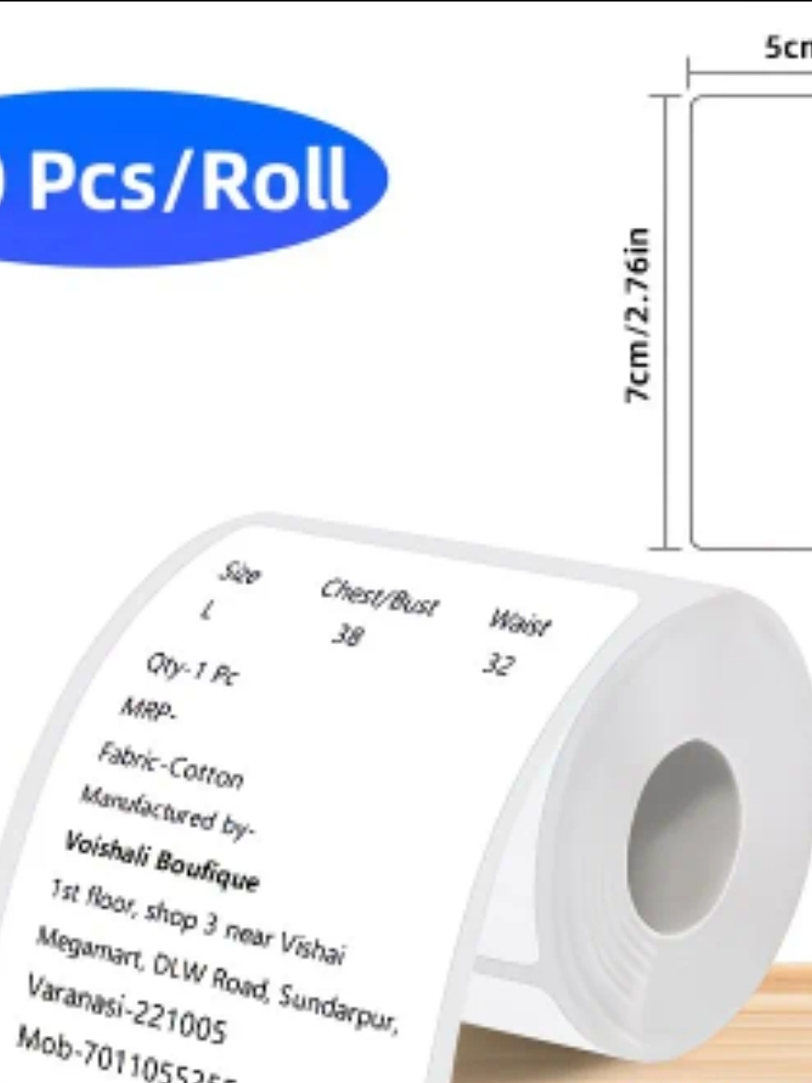 STICKER TERMICO BLANCO 50X70 MM ROLLO X 200 UNIDADES 1