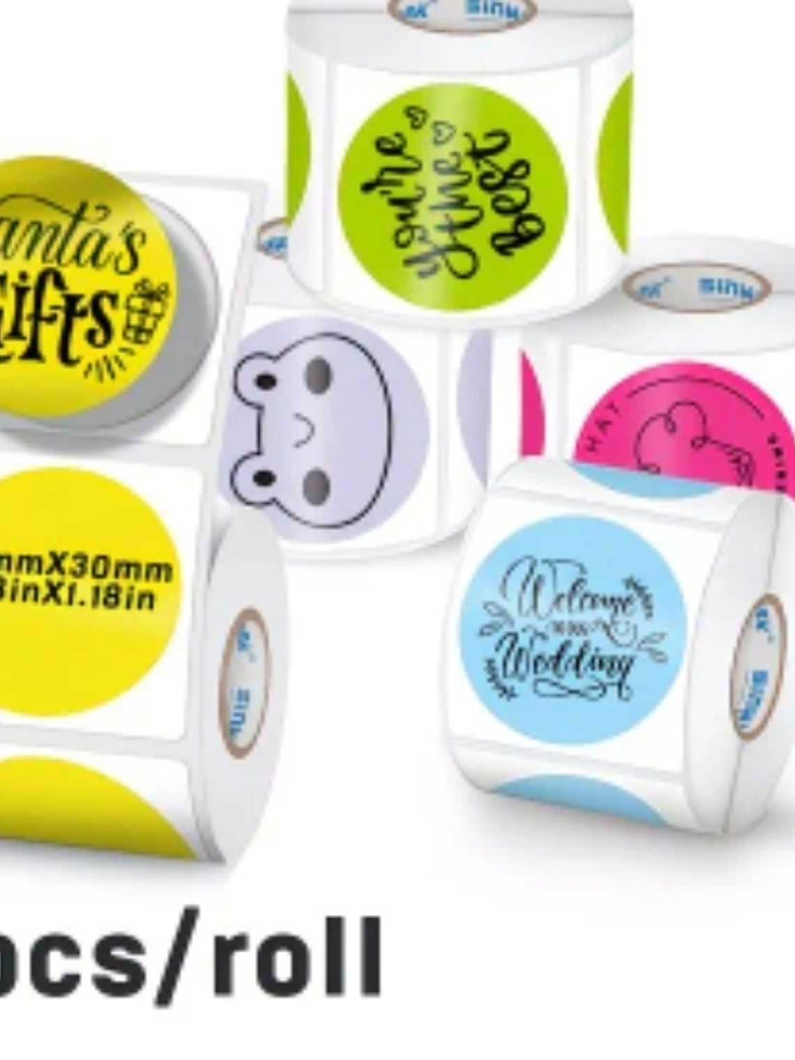 STIKCER TERMICO MATE COLORES REDONDO 3 CM ROLLO X 210 UND 1