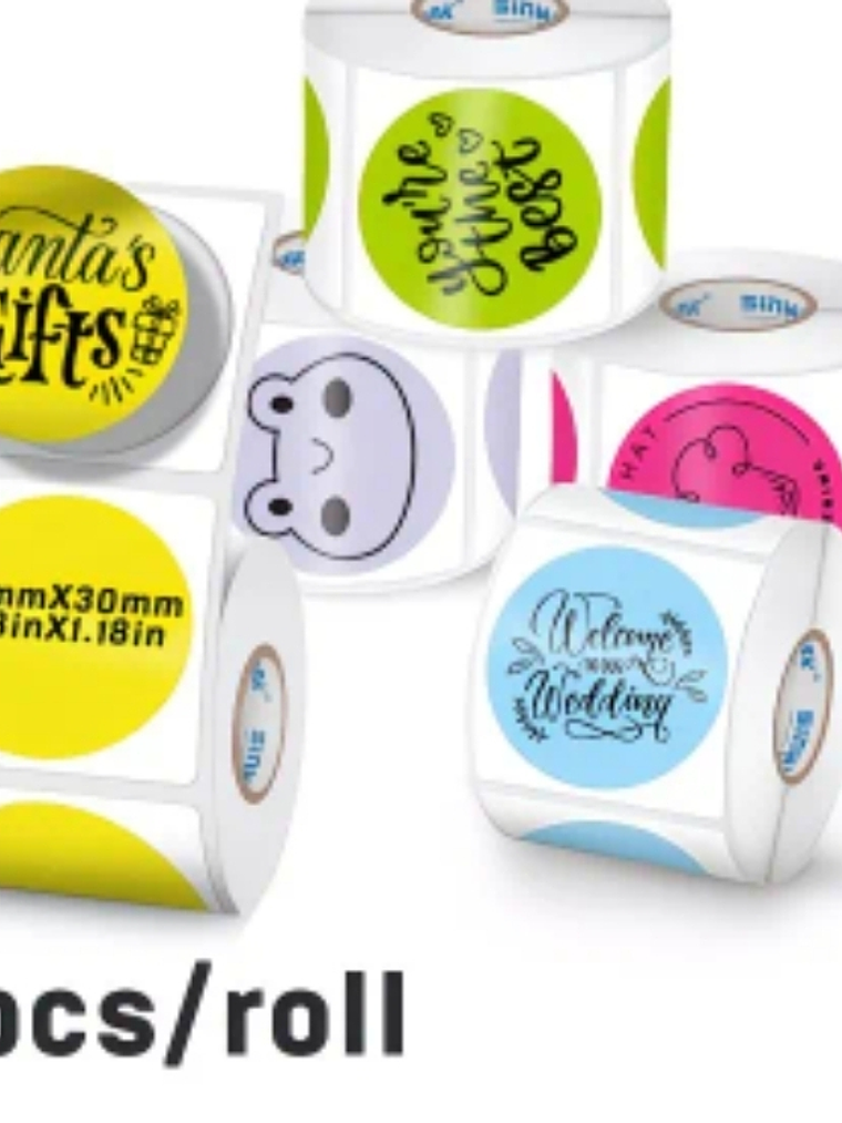 STIKCER TERMICO MATE COLORES REDONDO 3 CM ROLLO X 210 UND 1