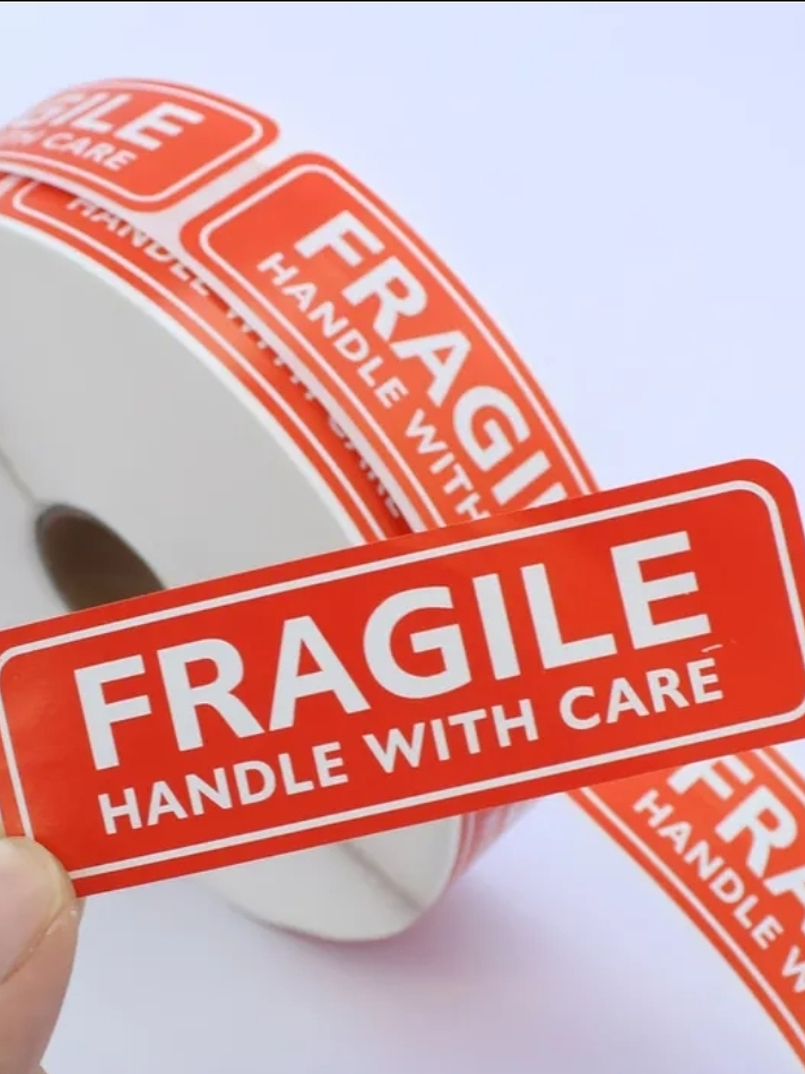 STICKER FRAGILE HANDLE WITH CARE DE 2.5 CM X 7.6 CM ROJO 2