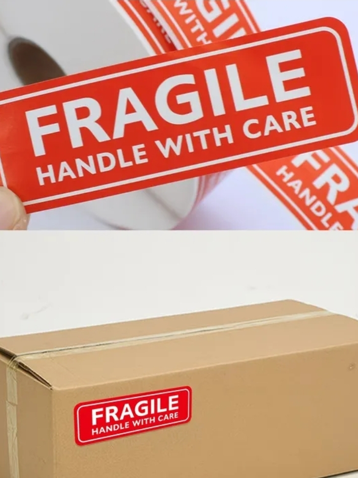 STICKER FRAGILE HANDLE WITH CARE DE 2.5 CM X 7.6 CM ROJO 4
