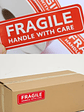 STICKER FRAGILE HANDLE WITH CARE DE 2.5 CM X 7.6 CM ROJO - thumbnail 4