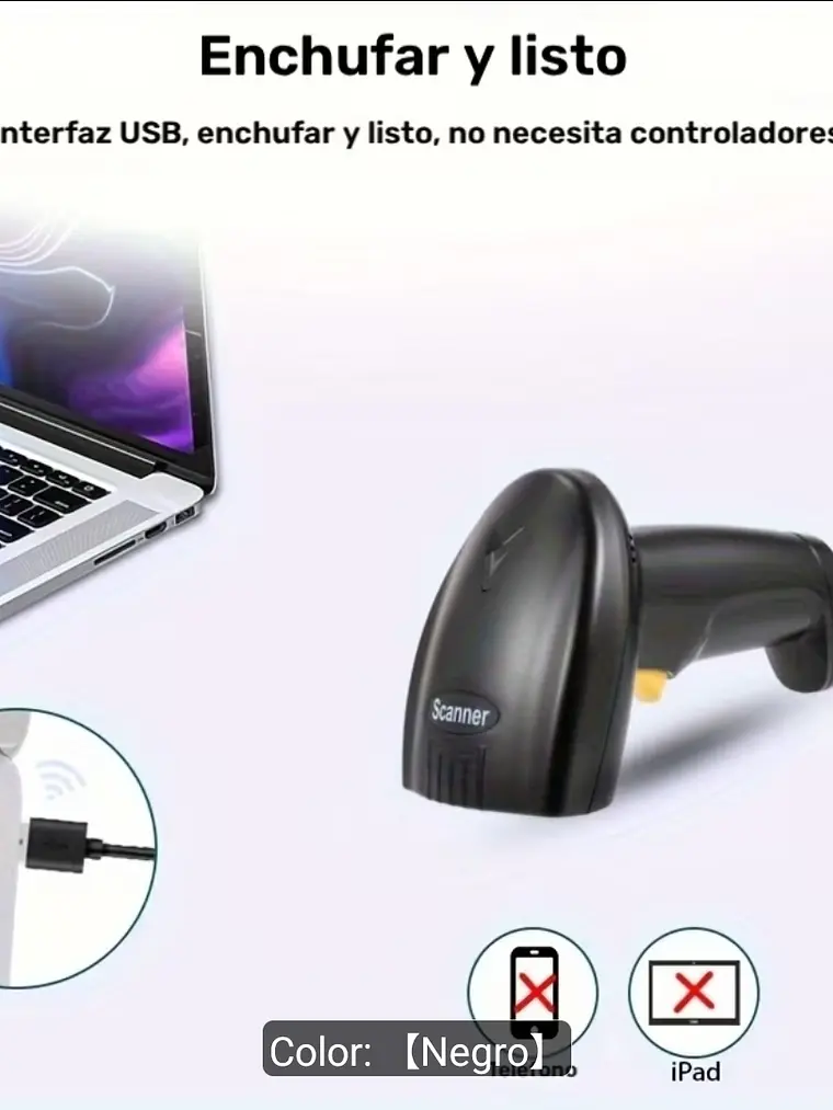 PISTOLA DE CODIGO DE BARRAS 1D Y 2D CABLE USB 2