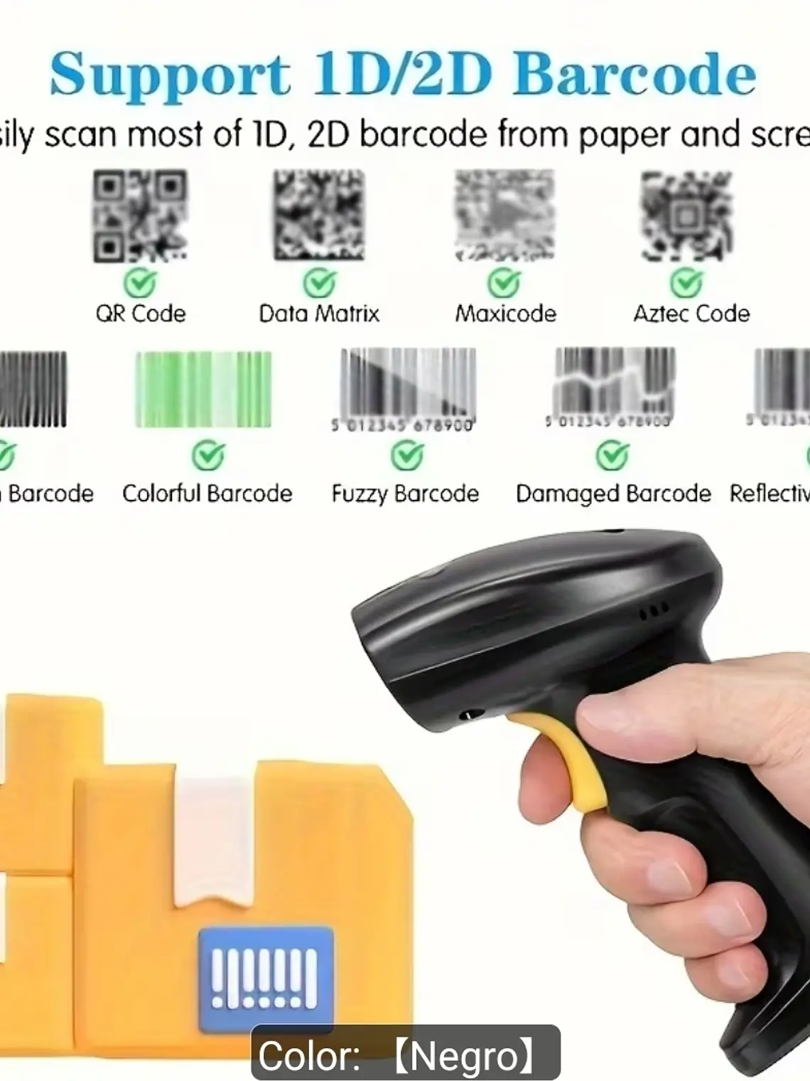 PISTOLA DE CODIGO DE BARRAS 1D Y 2D CABLE USB 4