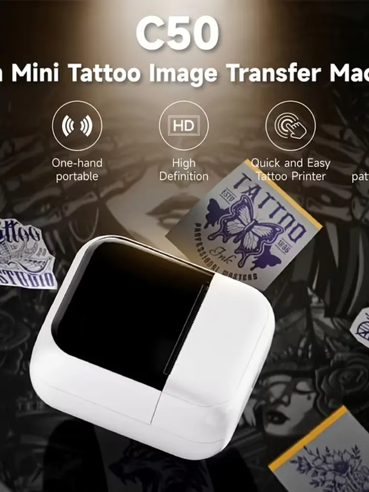 Impresora portatil Termica C50 para tatuajes papel hectografico y papel 58 mm y papel de sticker 3