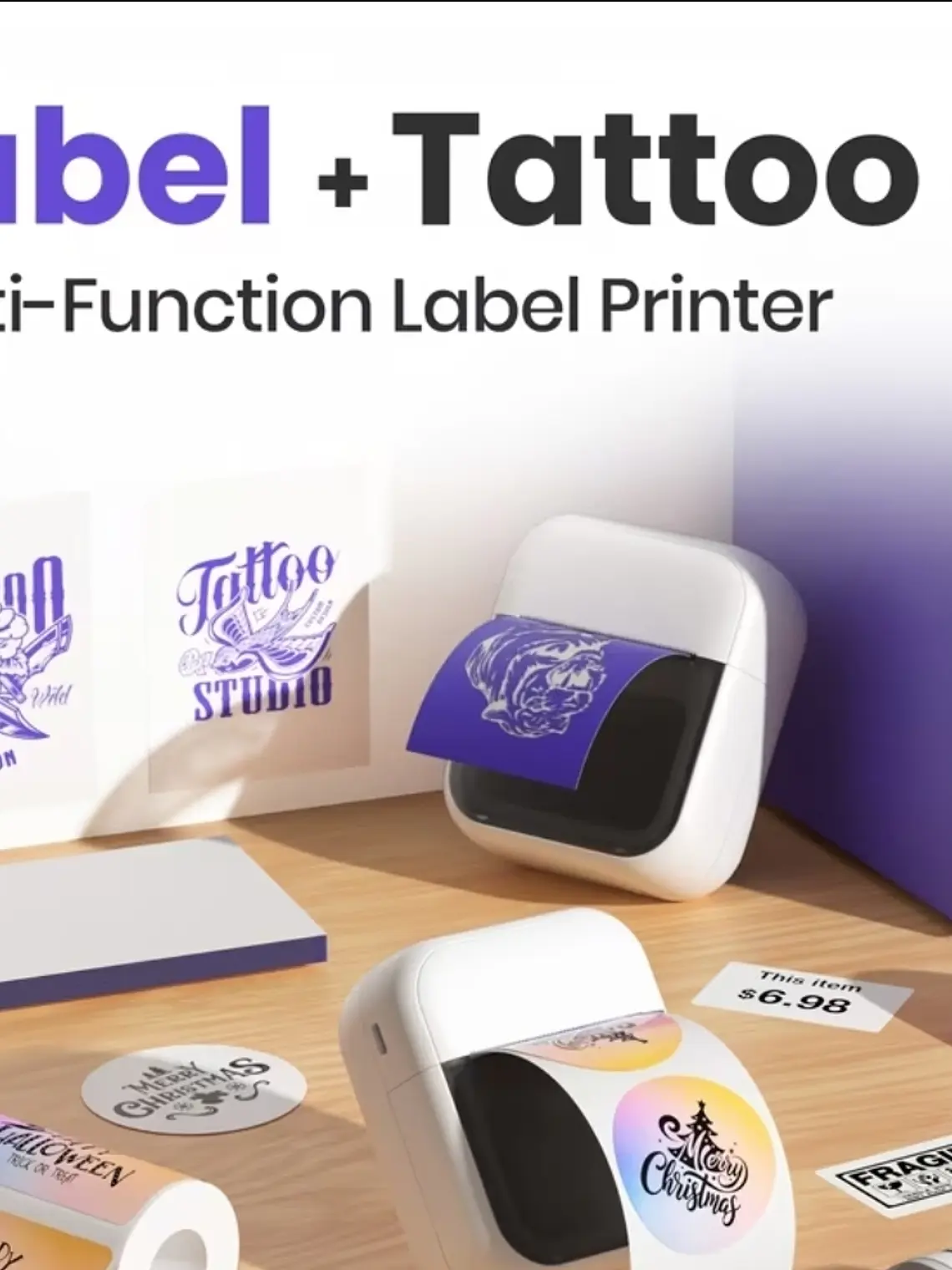 Impresora portatil Termica C50 para tatuajes papel hectografico y papel 58 mm y papel de sticker 1