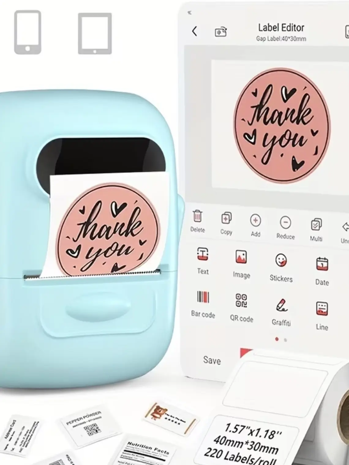 IMPRESORA 2 EN 1 TERMICA PAPEL Y STICKER FACTURAS 58 MM 5