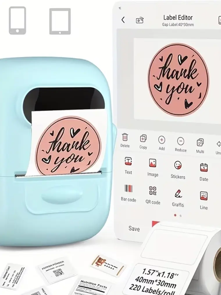 IMPRESORA 2 EN 1 TERMICA PAPEL Y STICKER FACTURAS 58 MM 5