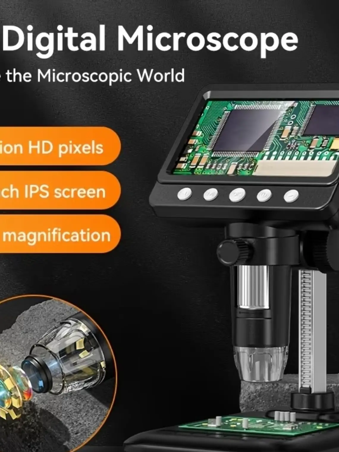 MICROSCOPIO DIGITAL LCD HD 10.92 CM ZOOM 1-1000X 3