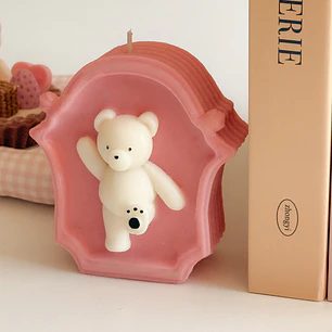 Teddy Frame Candle Pink 🧸✨