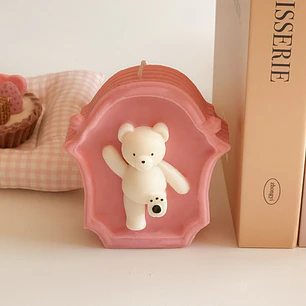 Teddy Frame Candle Pink 🧸✨