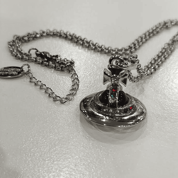 [COLLAR VW] Collar bootleg VIVIENNE WESTWOOD ( orb negro, cadena) 1
