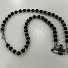 [COLLAR VW] Collar bootleg VIVIENNE WESTWOOD ( orb negro brillante con circones, cadena) 3