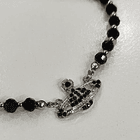 [COLLAR VW] Collar bootleg VIVIENNE WESTWOOD ( orb negro brillante con circones, cadena) 1