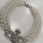 [COLLAR VW] Collar bootleg VIVIENNE WESTWOOD ( orb brillante grande con circones, triple tira de perlas) 1