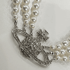 [COLLAR VW] Collar bootleg VIVIENNE WESTWOOD ( orb brillante grande con circones, triple tira de perlas) 2