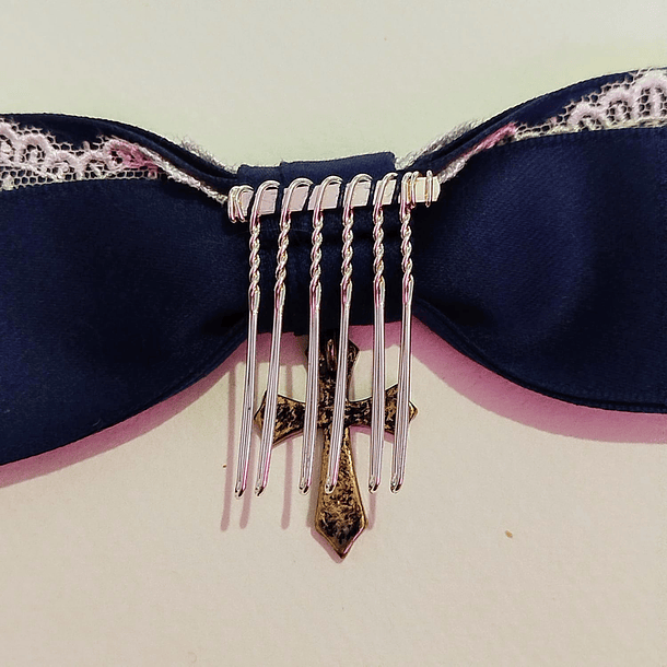 [Moi-même-Moitié] Cross Logo Charm Ribbon Comb 2