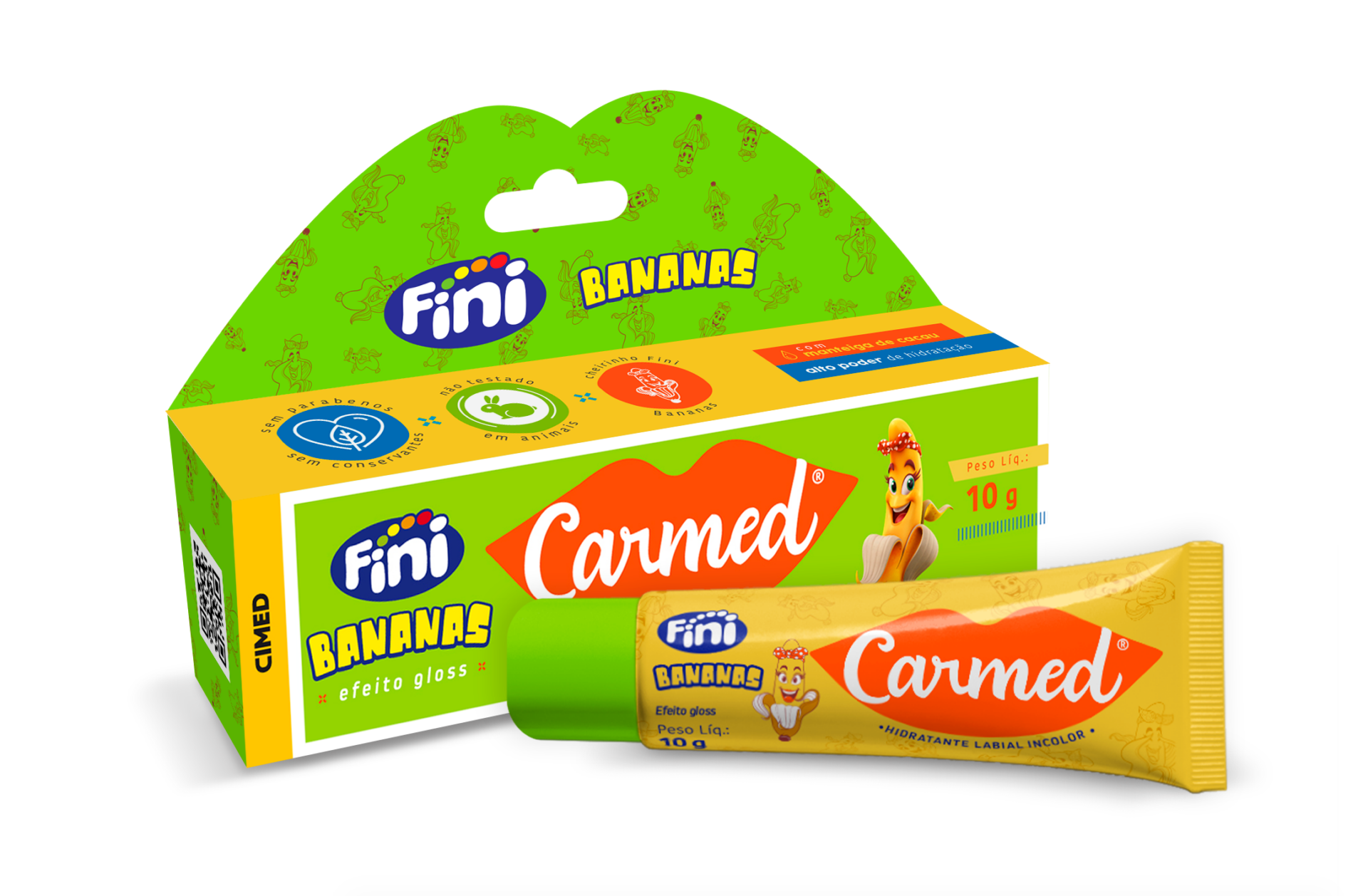 Fini Bananas Hidratante Labial Incolor Efeito Gloss - Carmed 1