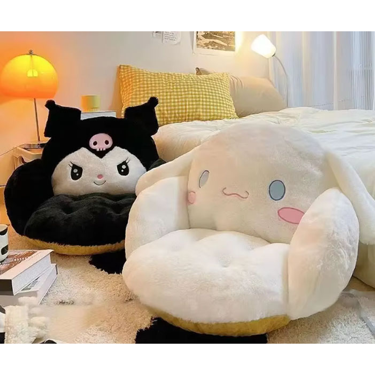 Almofada peluche com encosto grande e fofa do Cinnamoroll ou Kuromi Kawaii 1