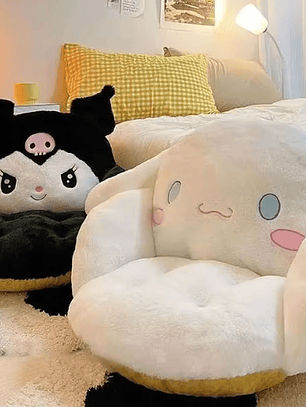 Almofada peluche com encosto grande e fofa do Cinnamoroll ou Kuromi Kawaii