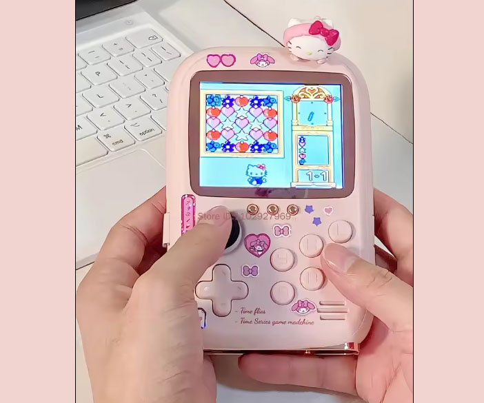 Mini Power Bank Kitty Console de Jogos Portátil Retrô com Tela Colorida e Luz Suave 2