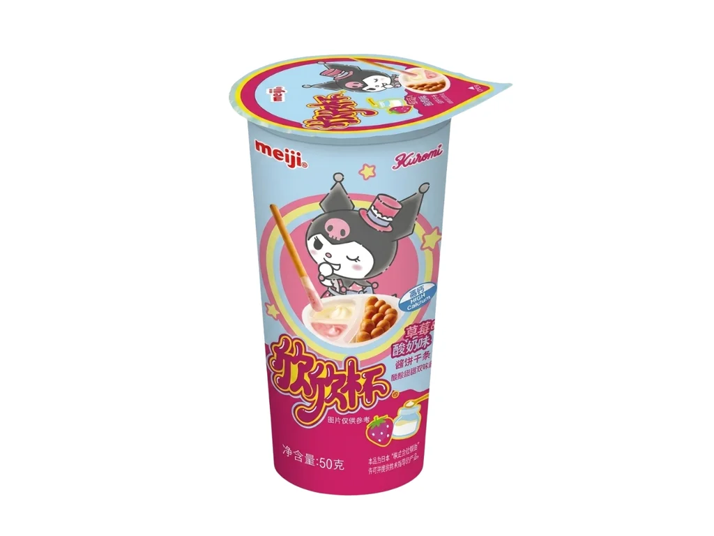 Biscoito palito cremoso de morango Meiji Kuromi 50g CHN 1
