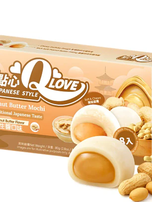QLove Mini Mochi de Manteiga de Amendoim 80g TWN